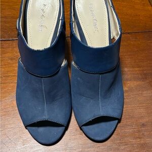 Calvin Klein Dark Blue Peep Toe Heels